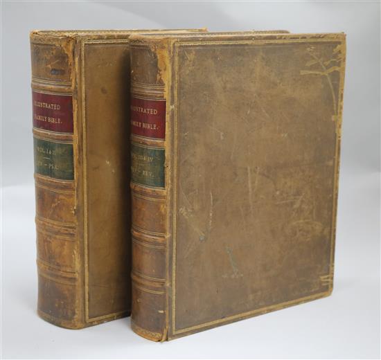 Two Victorian leather bound illustrated bibles